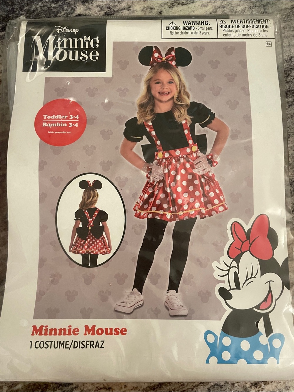 Minnie Mouse Disney Costume Toddler 3-4 NWT